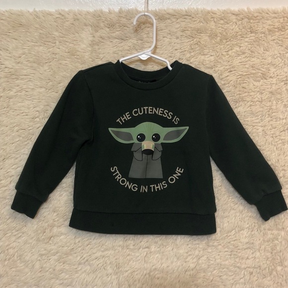 STAR WARS Grogu Sweatshirt Kids Size 3T Dark Green Baby Yoda Mandalorian - Picture 2 of 12